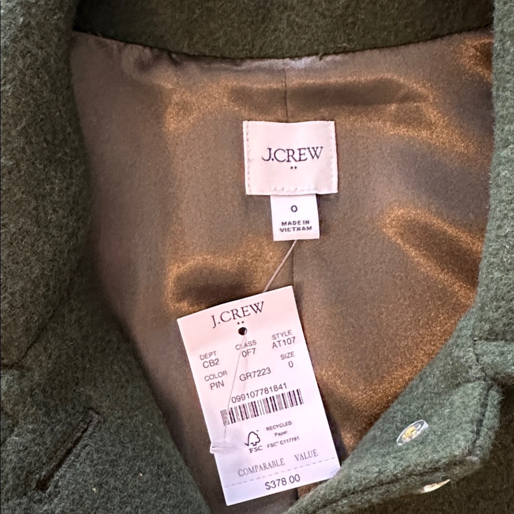 J. Crew Forest Green Women's Dress Coat - Picture 2 of 12